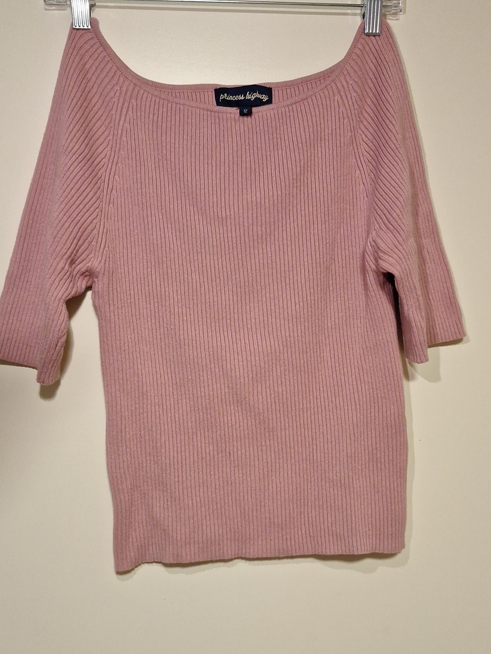 Princess Highway Dusty Pink Ribbed Scoop Neck Sweater